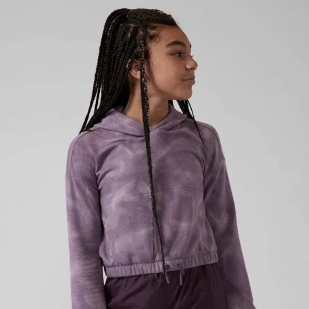 Athleta Girl In Your Zone Crop Hoodie Silver Linings Purple - Girls Size M(8-10)